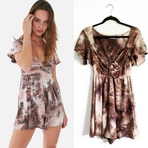 Urban Outfitters Kerry Knit Tie Dye Romper Brown Large